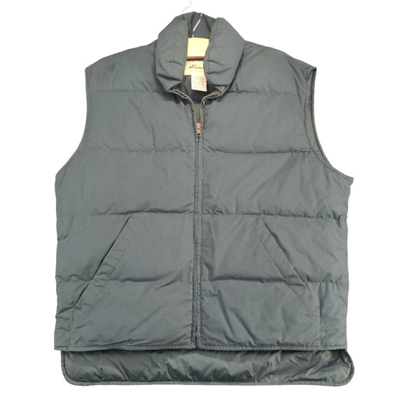 Eddie Bauer Men's Full Zip Down Puffer Vest Green Medium Mock Neck Lined - Picture 1 of 14